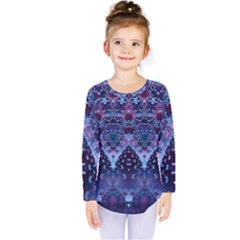 Blue Elegance Elaborate Fractal Fashion Kids  Long Sleeve Tee