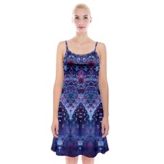 Blue Elegance Elaborate Fractal Fashion Spaghetti Strap Velvet Dress