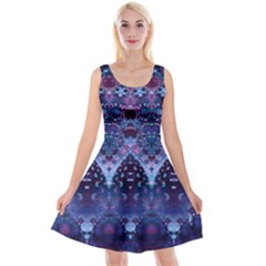 Blue Elegance Elaborate Fractal Fashion Reversible Velvet Sleeveless Dress