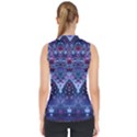 Blue Elegance Elaborate Fractal Fashion Mock Neck Shell Top View2