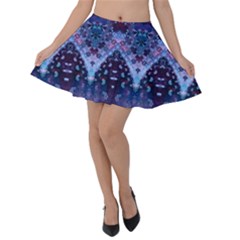 Blue Elegance Elaborate Fractal Fashion Velvet Skater Skirt