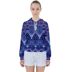 Blue Elegance Elaborate Fractal Fashion Women s Tie Up Sweat