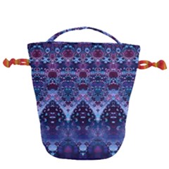 Blue Elegance Elaborate Fractal Fashion Drawstring Bucket Bag