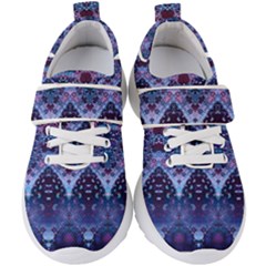 Blue Elegance Elaborate Fractal Fashion Kids  Velcro Strap Shoes