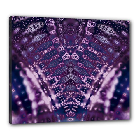 Purple Fractal Lace V Shape Canvas 24  X 20  (stretched) by KirstenStar