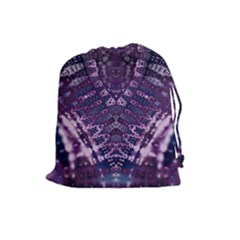 Purple Fractal Lace V Shape Drawstring Pouch (large) by KirstenStar