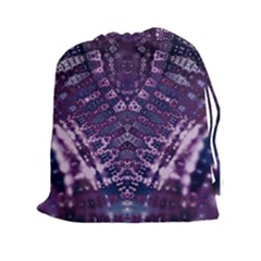 Purple Fractal Lace V Shape Drawstring Pouch (xxl) by KirstenStar