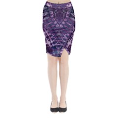 Purple Fractal Lace V Shape Midi Wrap Pencil Skirt by KirstenStar