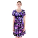  Blue purple Shattered Glass Short Sleeve V-neck Flare Dress View1