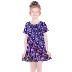  Blue Purple Shattered Glass Kids  Simple Cotton Dress