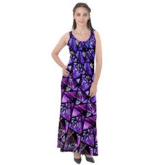  Blue Purple Shattered Glass Sleeveless Velour Maxi Dress