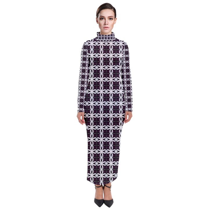 Purple Pattern Texture Turtleneck Maxi Dress