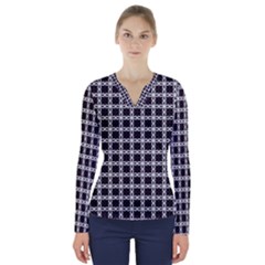 Purple Pattern Texture V-neck Long Sleeve Top