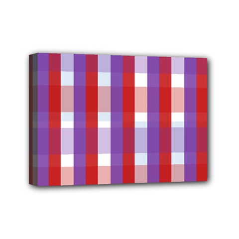 Gingham Pattern Line Mini Canvas 7  X 5  (stretched)