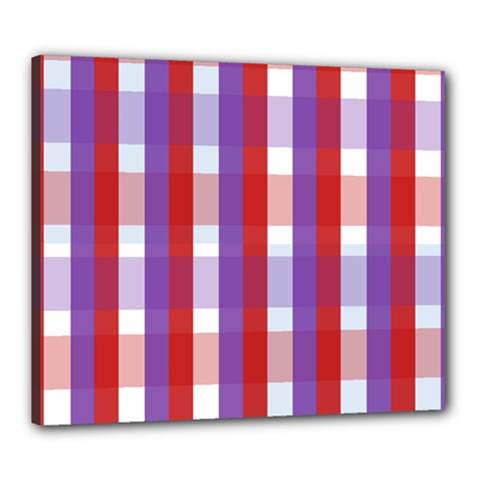 Gingham Pattern Line Canvas 24  X 20  (stretched) by HermanTelo