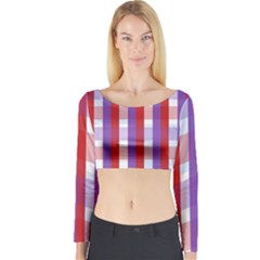 Gingham Pattern Line Long Sleeve Crop Top by HermanTelo