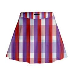 Gingham Pattern Line Mini Flare Skirt