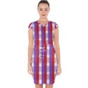 Gingham Pattern Line Capsleeve Drawstring Dress  View1