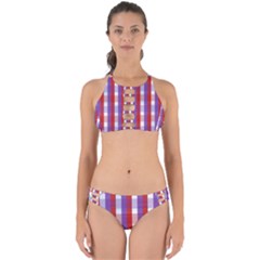 Gingham Pattern Line Perfectly Cut Out Bikini Set