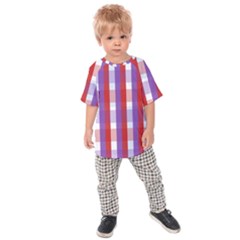 Gingham Pattern Line Kids  Raglan Tee