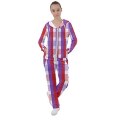 Gingham Pattern Line Women s Tracksuit