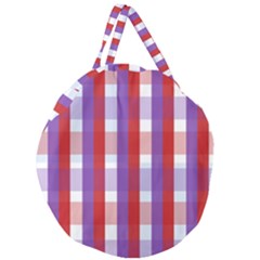 Gingham Pattern Line Giant Round Zipper Tote