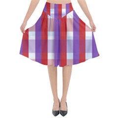 Gingham Pattern Line Flared Midi Skirt