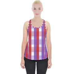 Gingham Pattern Line Piece Up Tank Top