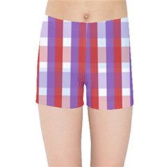 Gingham Pattern Line Kids  Sports Shorts