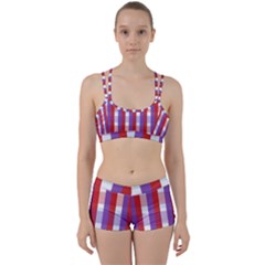 Gingham Pattern Line Perfect Fit Gym Set