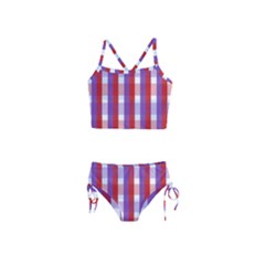 Gingham Pattern Line Girls  Tankini Swimsuit