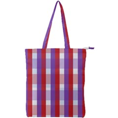 Gingham Pattern Line Double Zip Up Tote Bag