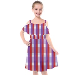 Gingham Pattern Line Kids  Cut Out Shoulders Chiffon Dress by HermanTelo