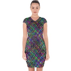 Pattern Artistically Capsleeve Drawstring Dress 