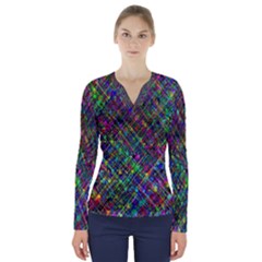 Pattern Artistically V-neck Long Sleeve Top