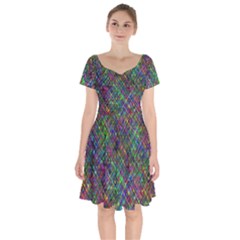 Pattern Artistically Short Sleeve Bardot Dress by HermanTelo