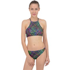 Pattern Artistically Racer Front Bikini Set