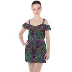 Pattern Artistically Ruffle Cut Out Chiffon Playsuit