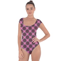 Purple Pattern Texture Short Sleeve Leotard  by HermanTelo