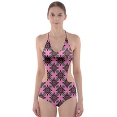 Purple Pattern Texture Cut-out One Piece Swimsuit by HermanTelo