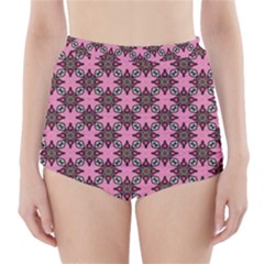 Purple Pattern Texture High-waisted Bikini Bottoms