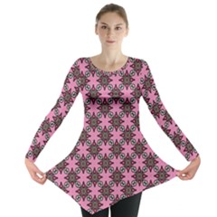 Purple Pattern Texture Long Sleeve Tunic 