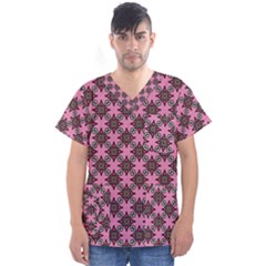 Purple Pattern Texture Men s V-neck Scrub Top