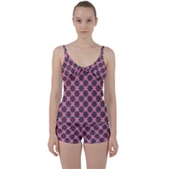 Purple Pattern Texture Tie Front Two Piece Tankini by HermanTelo