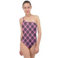 Purple Pattern Texture Classic One Shoulder Swimsuit by HermanTelo