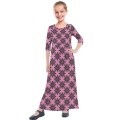 Purple Pattern Texture Kids  Quarter Sleeve Maxi Dress