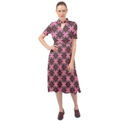 Purple Pattern Texture Keyhole Neckline Chiffon Dress