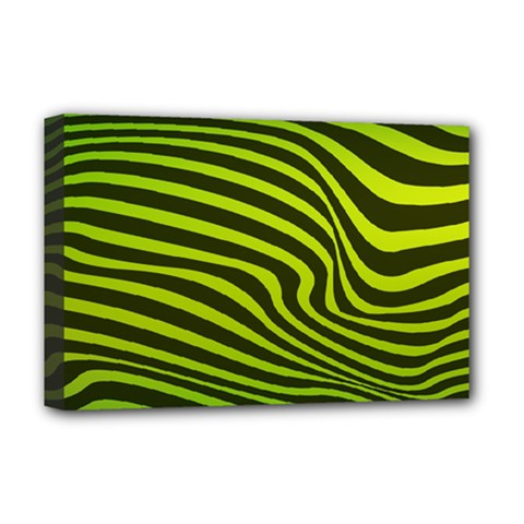 Wave Green Deluxe Canvas 18  X 12  (stretched)