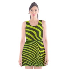 Wave Green Scoop Neck Skater Dress