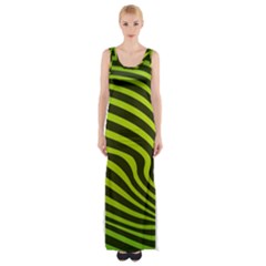 Wave Green Maxi Thigh Split Dress